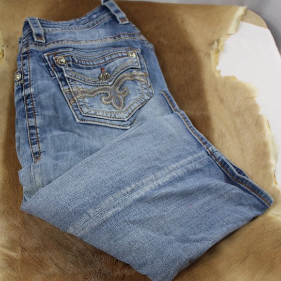 Rock Revival Distressed Styling Boot Jeans, Size 33 - Picture 5 of 11